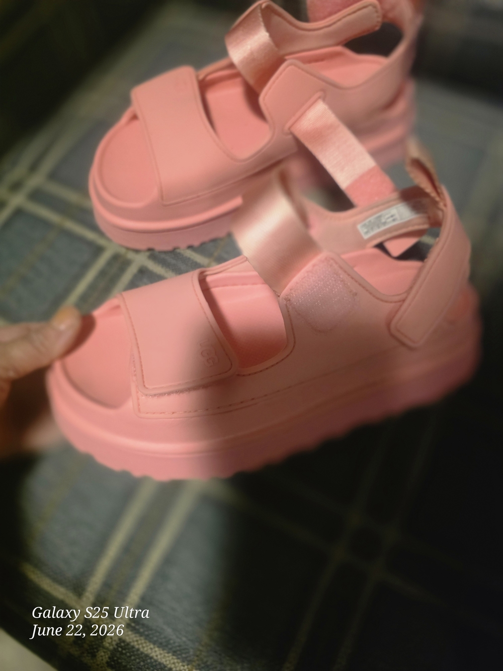 UGG Women's Pink Platform Hook-and-Loop Sandals